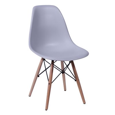 Cadeira Eames Eiffel Cinza com Pés de Madeira