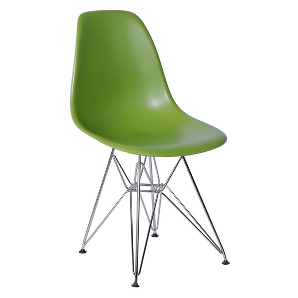 Cadeira Eames Eiffel Verde com Pés Cromados