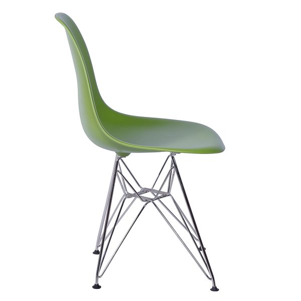 Cadeira Eames Eiffel Verde com Pés Cromados