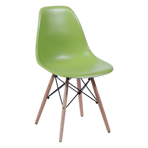 Cadeira Eames Eiffel Verde com Pés de Madeira