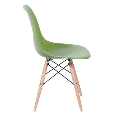 Cadeira Eames Eiffel Verde com Pés de Madeira