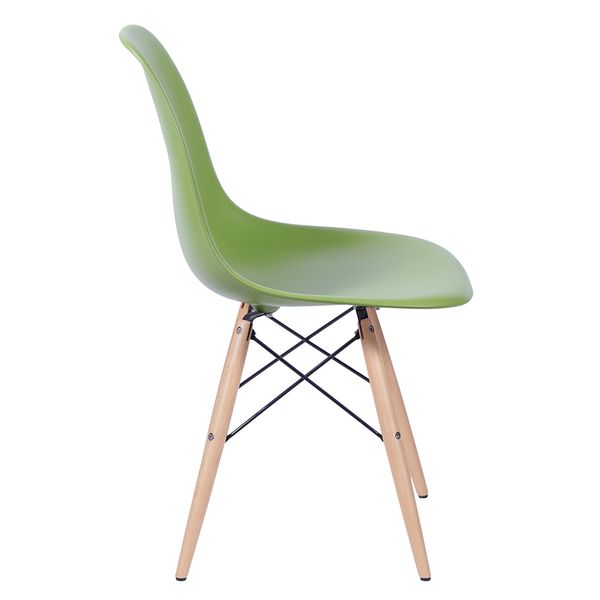 Cadeira Eames Eiffel Verde com Pés de Madeira