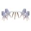 Conjunto Mesa Square Redonda Branco Fosco 88cm com 4 Cadeiras Eiffel Cinza