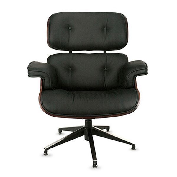 Poltrona Charles Eames Couro Natural Preto