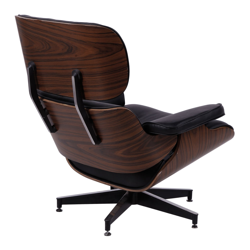 Poltrona Charles Eames Couro Natural Preto