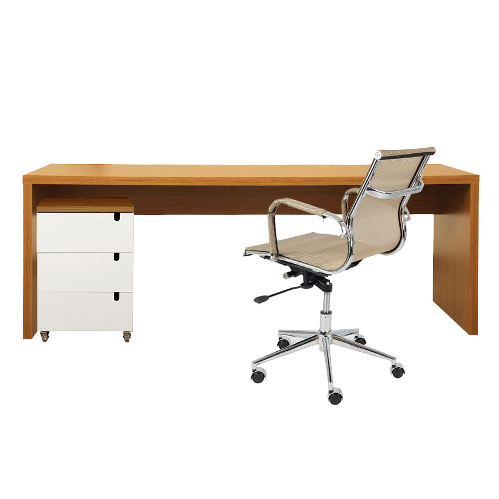 kit-escritorio-bancada-136cm-modulo-gavetas-louro-freijo-poltrona-noruega-cobre-baixa