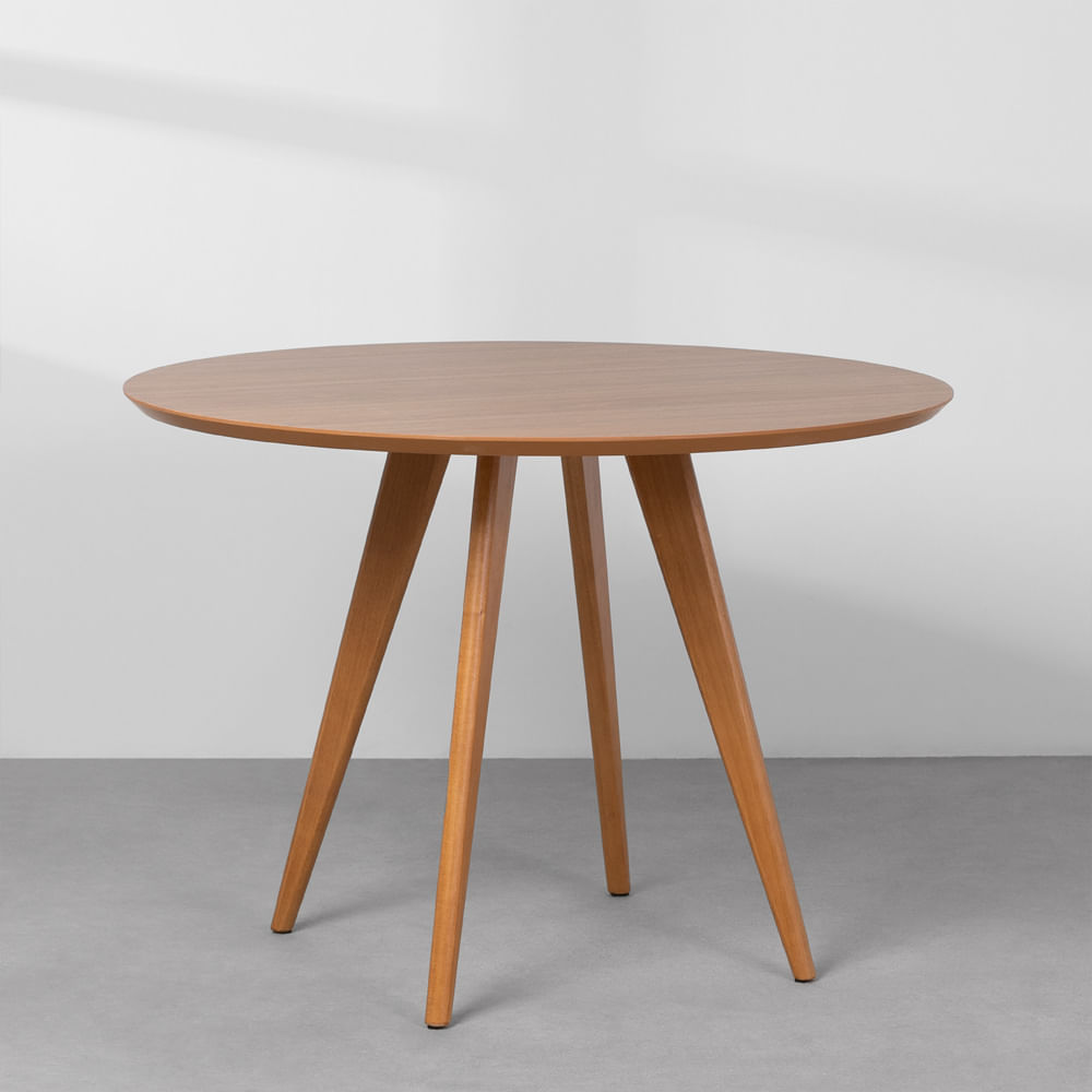 Mesa de Jantar Square Redonda Tampo Louro Freijó - 1,08m