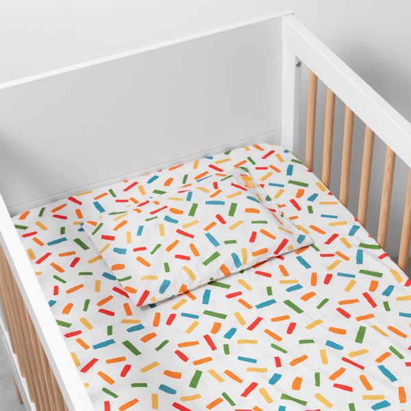 lencol-com-elastico-para-berco-e-fronha-granulado-colorido-no-bercinho