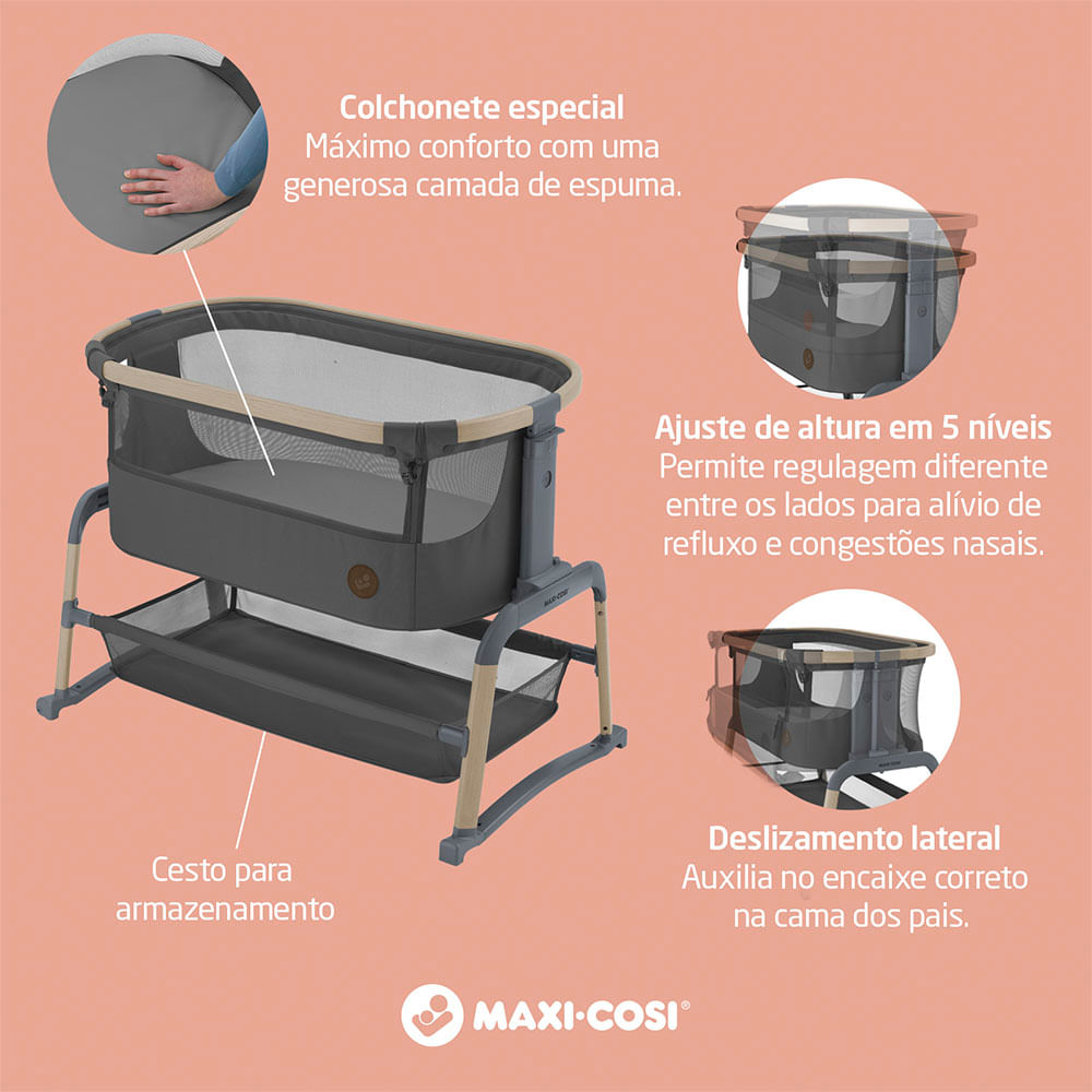 Berço Infanti Iora Maxi-Cosi Beyond - Graphite | Abra Cadabra