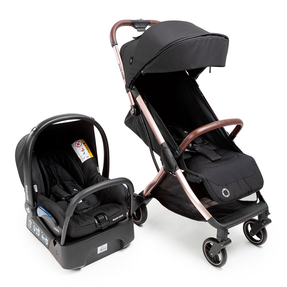 Carrinho de Bebe Maxi Cosi Bebê Conforto Eva Trio Essential Champagne Preto Cax00540 Carrinho de Bebe Maxi Cosi Bebê Conforto Eva Trio Essential Champagne Preto Cax00540