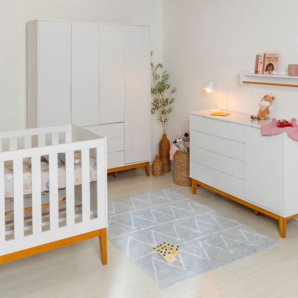 kit-quarto-infantil-elfe-branco-fosco---comoda-4-gavetas-e-1-porta---guarda-roupa---berco-mini-cama-noah-com-pes-em-square