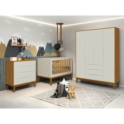 kit-quarto-infantil-elfe-areia-fosco-e-savana---comoda-4-gavetas---guarda-roupa---berco-noah-com-pes