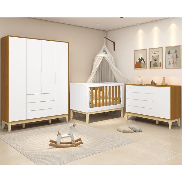 kit-quarto-infantil-elfe-branco-fosco-e-savana---comoda-4-gavetas-e-1-porta---guarda-roupa---berco-n-principal