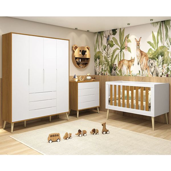 kit-quarto-infantil-elfe-branco-fosco-e-savana---comoda-4-gavetas---guarda-roupa---berco-noah-com-pe-principal