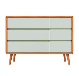 comoda-sonhos-up-3-gavetas-e-1-porta----madeira-com-verde-old-frontal