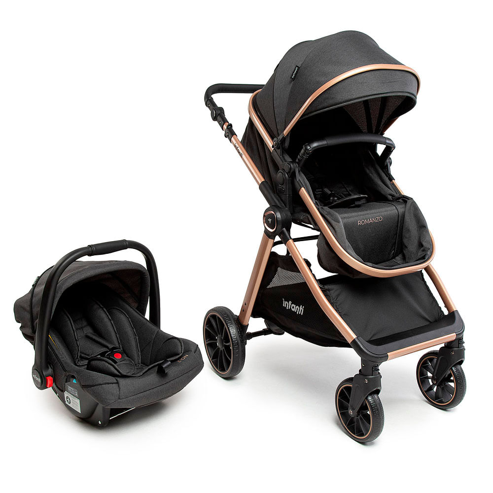 Travel System Romanzo Duo 3 Posições (0 a 15 kg) - Cinza Granizo