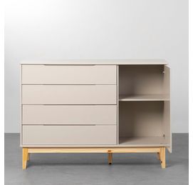 comoda-4-gavetas-com-portas-elfe-areia-fosco-pe-square-em-madeira-natural-aberta