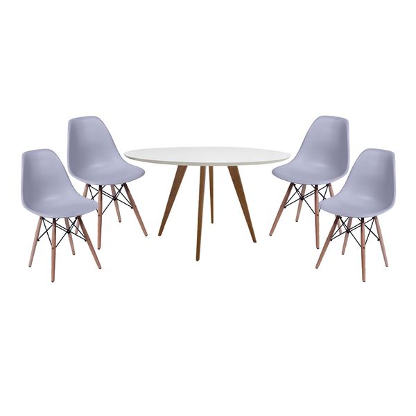 Conjunto-Mesa-Square-Redonda-Branco-Fosco-88cm-com-4-Cadeiras-Eiffel-Cinza
