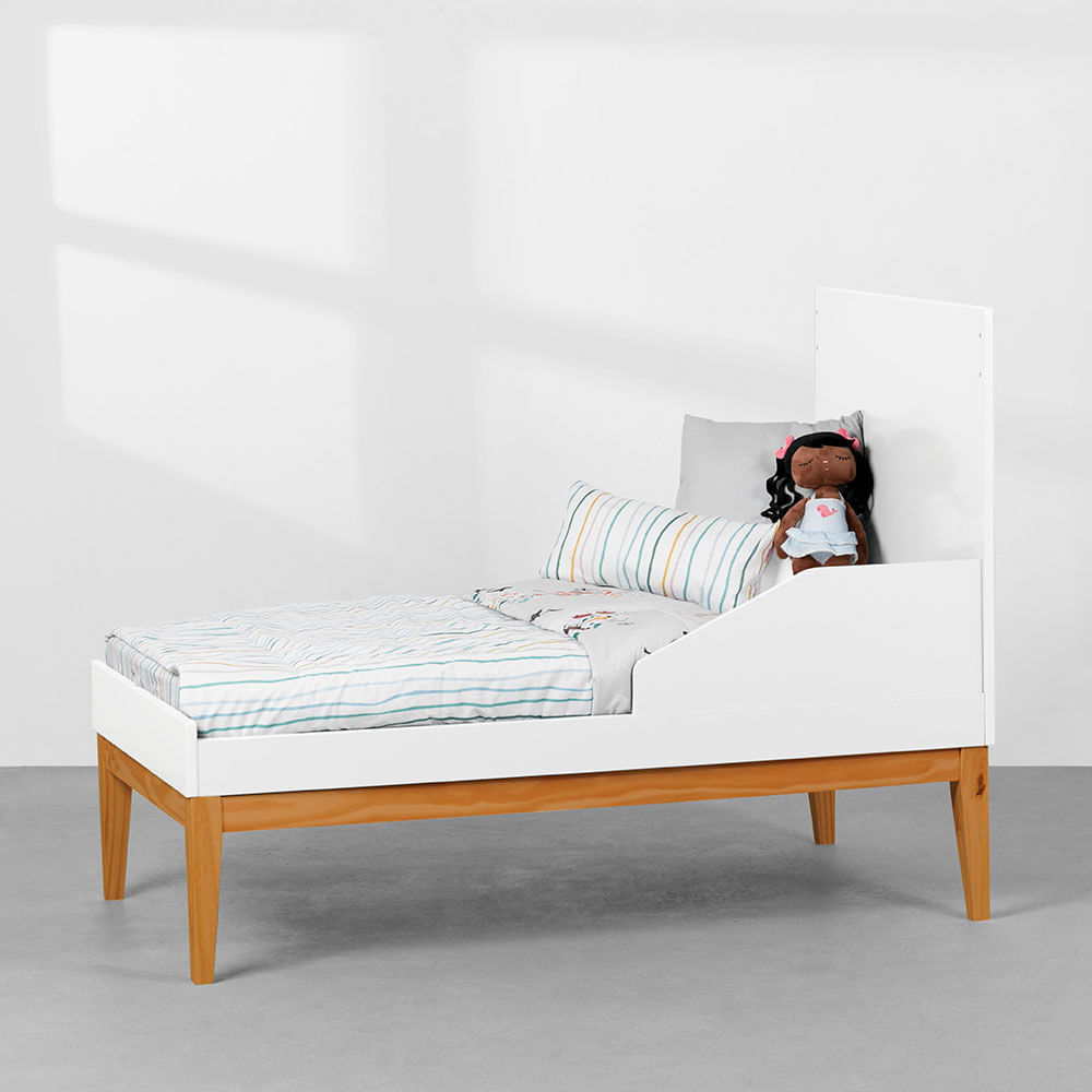 Quarto-Infantil-Elfe-Branco-Fosco-Comoda-4-Gavetas---Armario---Berco-Noah-com-Kit-Pes-Square-mini-cama
