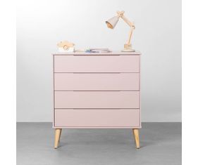 comoda-elfe-4-gavetas-com-pes-retro-em-madeira-natural-rosa-fosco-frontal