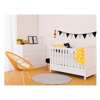 Comoda-Zoe-5-Gavetas-com-Porta-Branco-Fosco