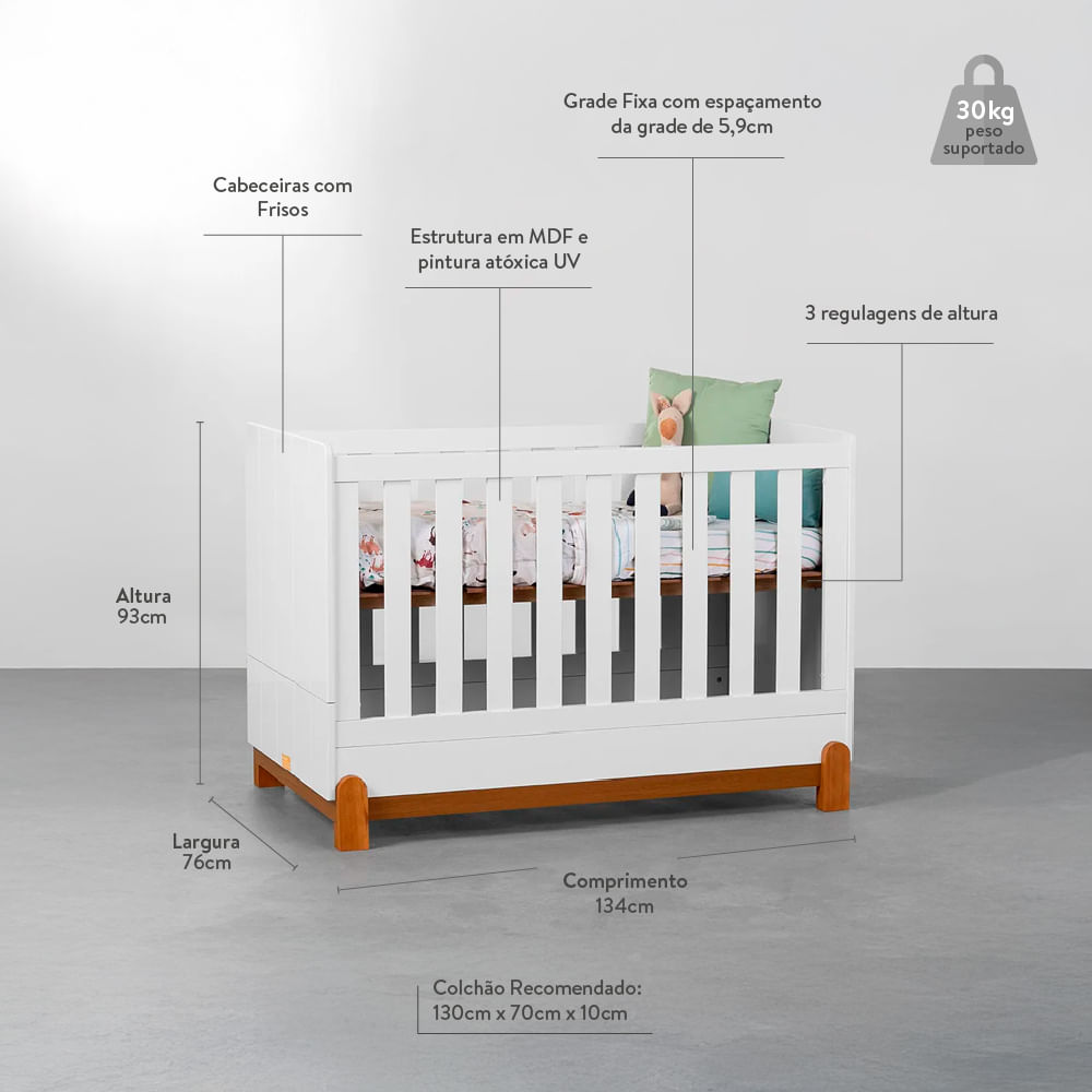 berco-mini-cama-lotus-com-frisos---branco-fosco