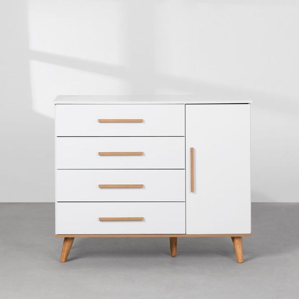 Comoda-Ludmila-4-gavetas-com-Porta-Branco-frontal