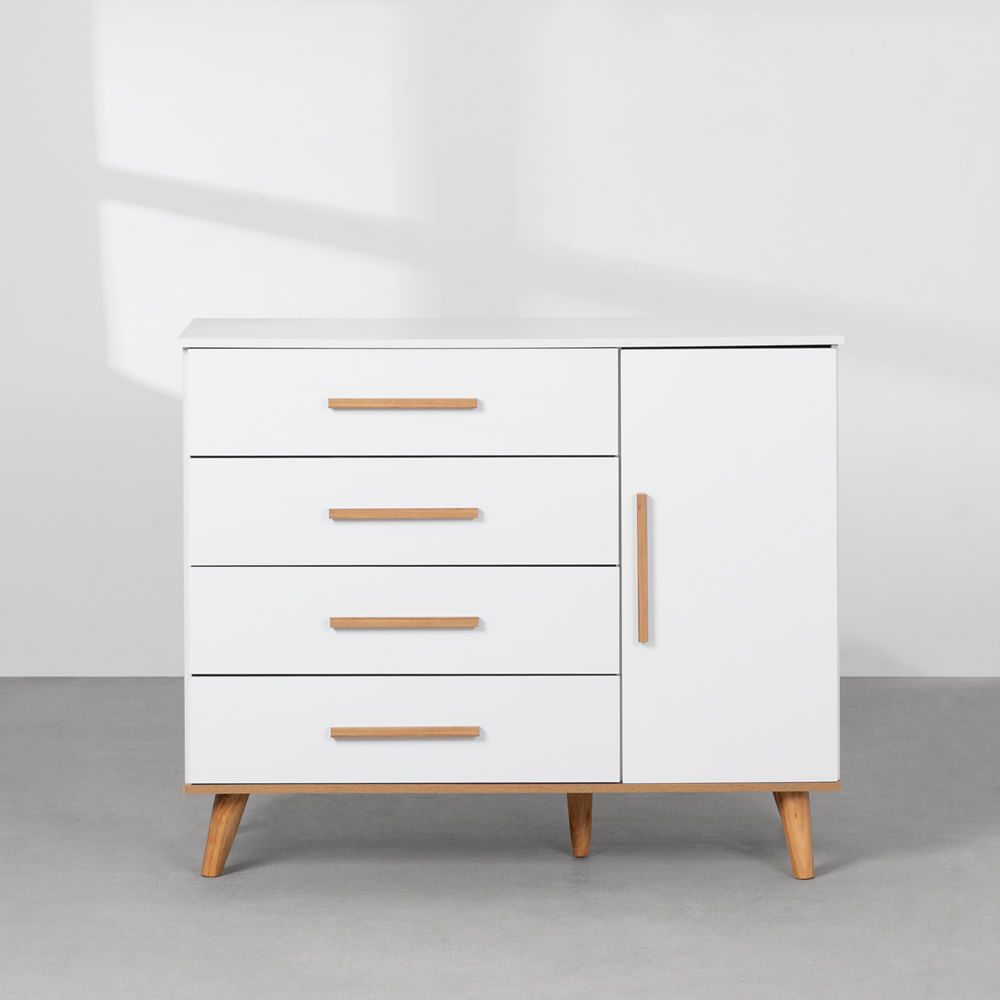 Comoda-Ludmila-4-gavetas-com-Porta-Branco-frontal