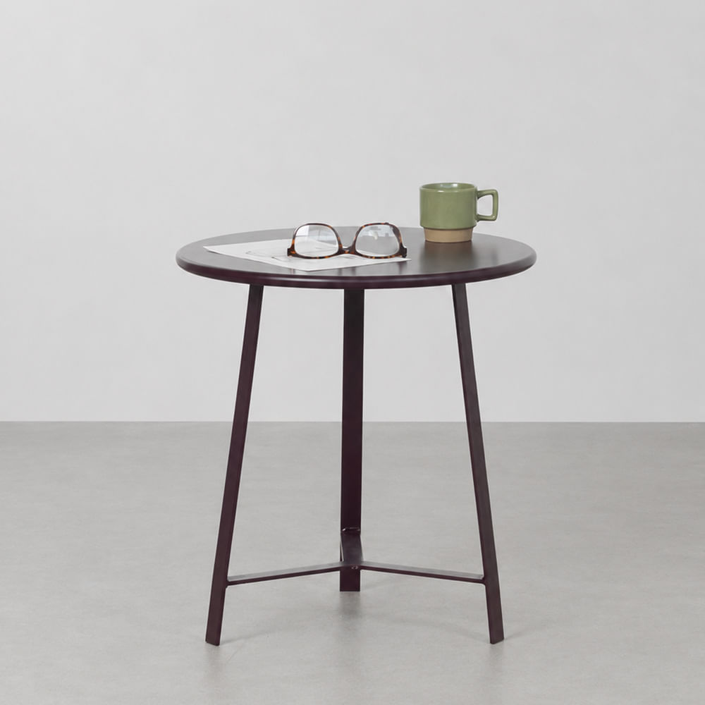 Mesa Lateral Matis Redonda Bordô - 44,5cmx42cm